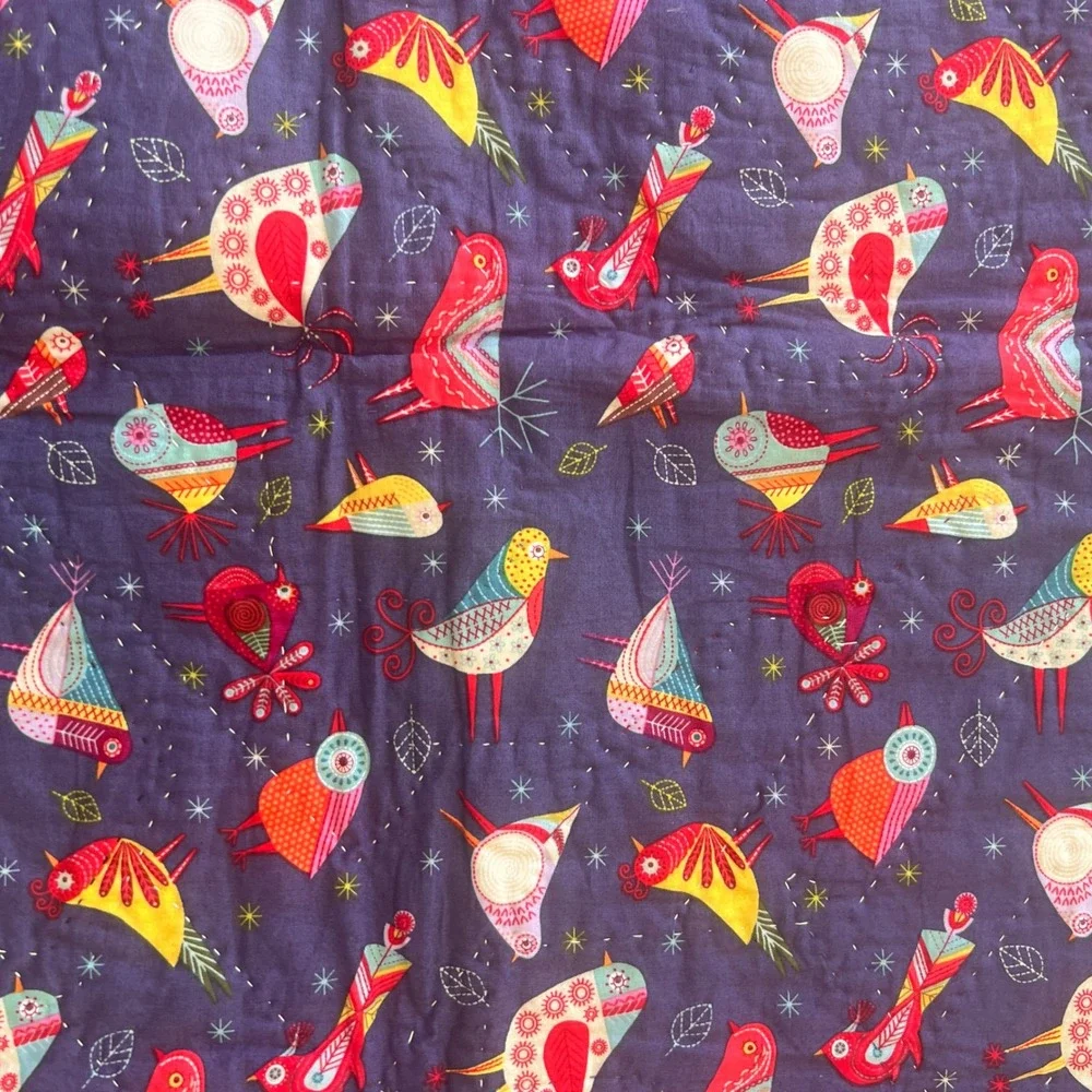 Handmade Quilted Wall Hanging Small Blanket Colorful Houses Dog Shark Border